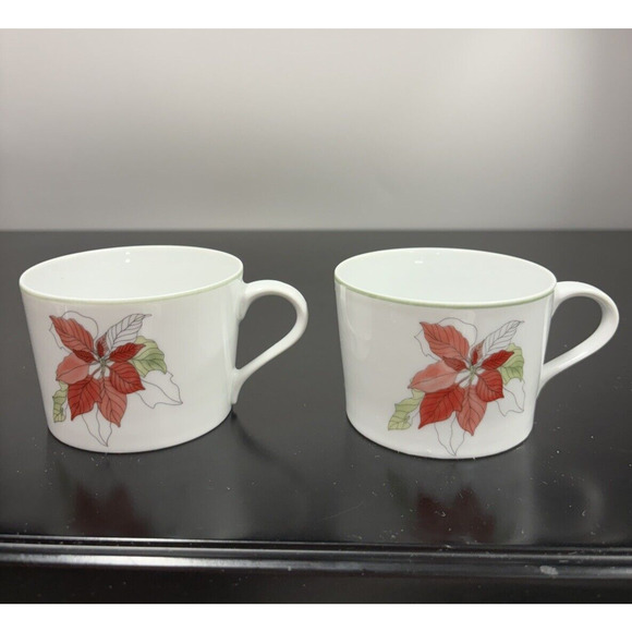 4 Block Spal Poinsettia Watercolors‎ Mary Lou Goertzen Coffee Cups Mugs EUC - Picture 10 of 11